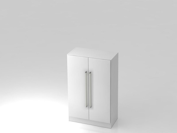 Hammerbacher kast 3OH met onderplaat chroomgreep wit/wit, 80x42x127 cm (BxDxH), V7550/W/W/CE