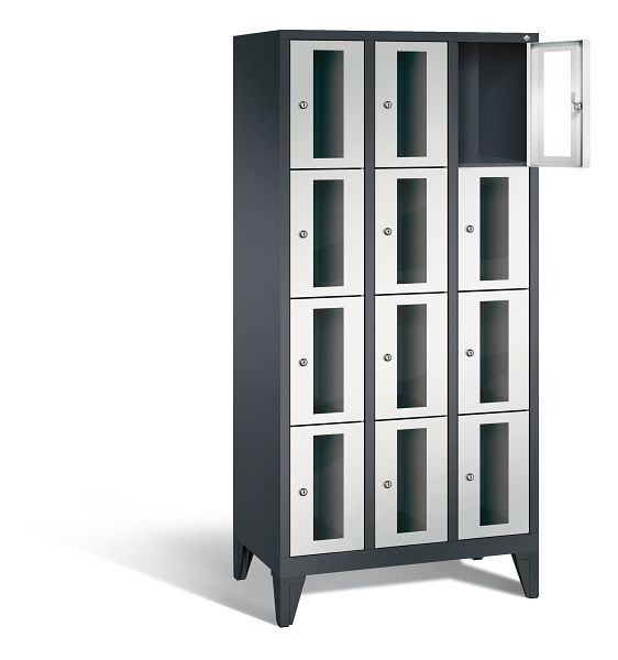 C+P lockerkast Classic, H1850xB900xD500mm, kleur: zwartgrijs/lichtgrijs, 8010A304 S10013