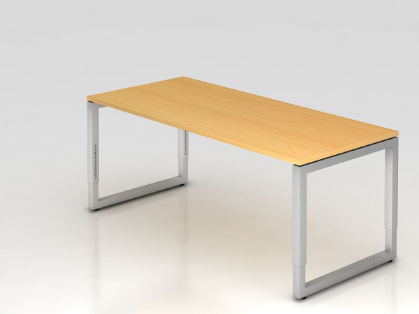 Hammerbacher bureau O-voet vierkant 180x80cm beuken, rechthoekige vorm met zwevend tafelblad, VRS19/6/S