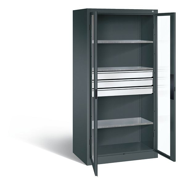C+P gereedschapskast Acurado, H1950xW930xD600mm, kleur: antracietgrijs, verzonken handgreep, 8922-55302 S10011