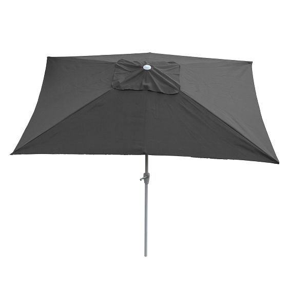 Mendler parasol N23, tuinparasol, 2x3m rechthoekig, kantelbaar, polyester/aluminium 4,5kg, antraciet, 65356