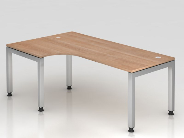 Hammerbacher hoektafel U-voet vierkant 200x120cm 90° walnoot, hoekvorm 90°, zwevende plaat, VJS82/N/S