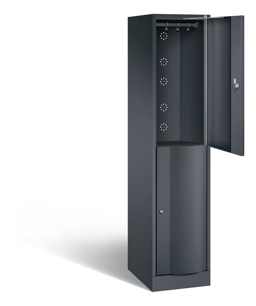 C+P locker dubbellaags Resisto, H1950xB396xD540mm, kleur: zwart-grijs, 8270-172 S10024