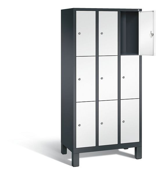 C+P lockerkast Evolo, H1850xB900xD500mm, kleur: zwartgrijs / verkeerswit, 48010-303 S10154