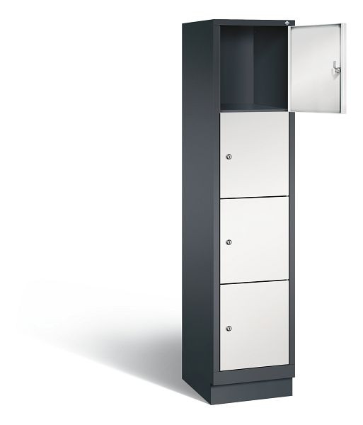 C+P lockerkast Evolo, H1800xB420xD500mm, kleur: zwartgrijs/lichtgrijs, 48020-124 S10020