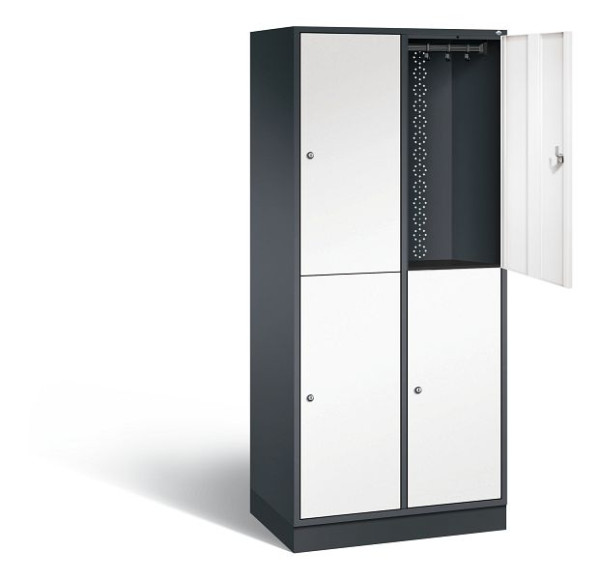 C+P locker dubbellaags XL Intro, H1950xB820xD490mm, kleur: zwartgrijs / verkeerswit, 8270-202 S10053