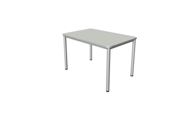 Kerkmann Desk Prime - B 1200 x D 800 x H 750 mm, 4-poots frame in aluminium zilver, lichtgrijs, 11040411