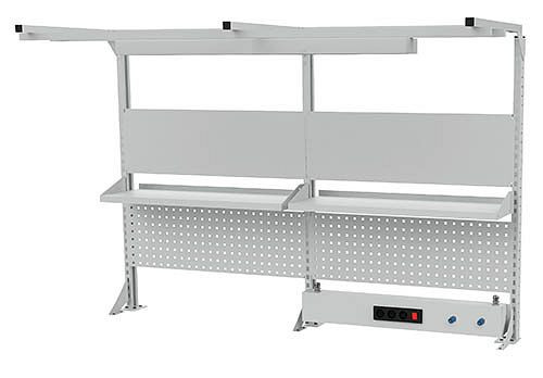 Bedrunka + Hirth meerwandige opbouwbreedte 2000, 1x energiekanaal, 2x magneetwand, 2x geperforeerde wand, 2x legplank Afmetingen in mm (BxH): 2000 x 1250, 03.900.20.20-1