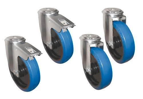 DENIOS rollenset voor transportbox van aluminium tranenplaat, VE: 4 stuks, 254-877