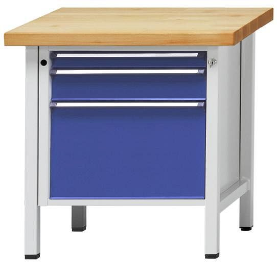 ANKE kastwerkbank; 800 x 700 mm; RAL 7035/5010; 3 laden 60, 120, 360 mm