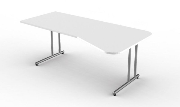 Kerkmann vrijvormtafel met C-voetframe, Start Up, B 1950 mm x D 800/1000 mm x H 750 mm, kleur: wit, 11434410