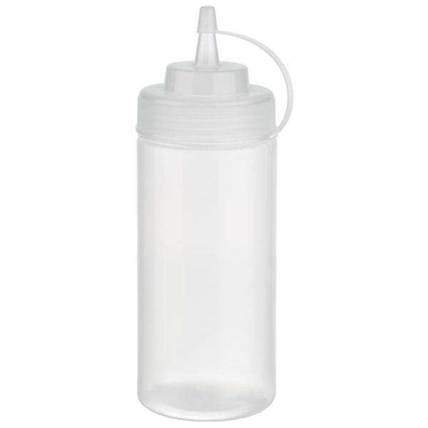 APS knijpflessen, verpakking van 6, Ø 7 cm, hoogte: 20 cm, 490 ml, polyethyleen, transparant, schroefdeksel, dop, vulopening: Ø 5,5 cm, 93253