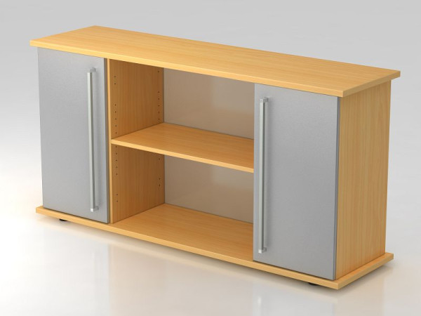 Hammerbacher dressoir 2 deuren 166cm chroom handgreep beuken/zilver, 166,1x44,8x84 cm (BxDxH), VSB2T/6/S/CE