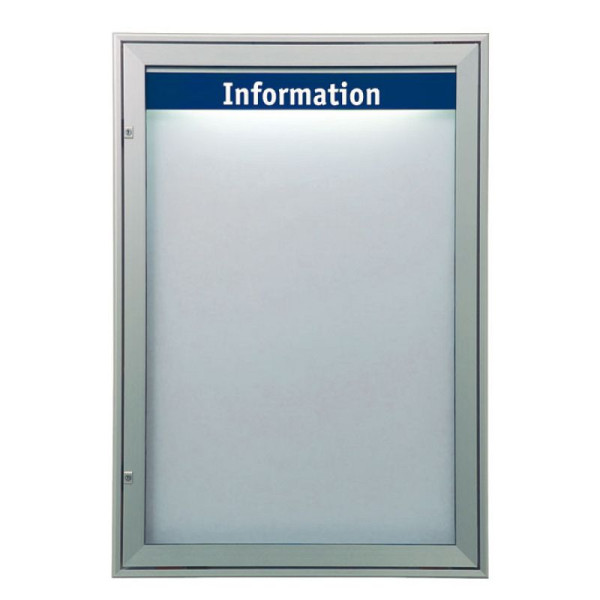 Stein HGS HGS vitrine -Infomedia M- met veiligheidsslot, groen, zilver geanodiseerd, 240mm/190mm, afmetingen (BxH): 850 x 1240 mm, 21421-010301