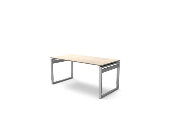 Kerkmann bureau met ijzeren frame, B 1600 x D 800 x H 680-820 mm, vorm 5, kleur: esdoorn, 11403350