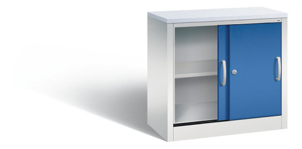 C+P dressoir met schuifdeuren Acurado, H720xB800xD400mm, kleur: lichtgrijs / gentiaanblauw, beugelgreep, 2 niveaus, 5722-00 S10350