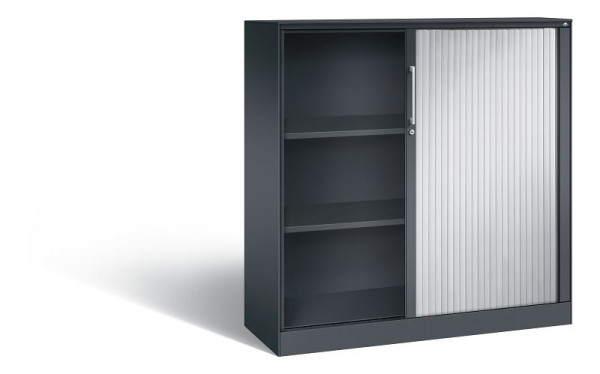 C+P rolluikkast Asisto, H1310xB1200xD435mm, kleur: zwart grijs/wit aluminium, beugelgreep, 3 niveaus, 143031-000 S10087