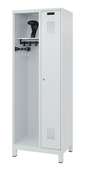 C+P brandweerkast Evolo, model KOMBI, 2 compartimenten, H1850B700T500 mm, lichtgrijs, voeten, 0494015-15 S10006