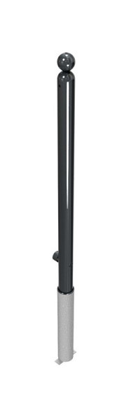 Schake-barrièrestijl paal serie 466B Ø 60 mm, afneembaar, zelfvergrendelend slot met thermisch verzinkte grondhuls, 466FB