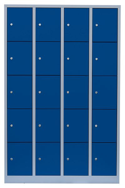 Lüllmann stalen compartimentenkast, 1800 x 1170 x 500 mm, lichtgrijs/gentiaanblauw, 520541