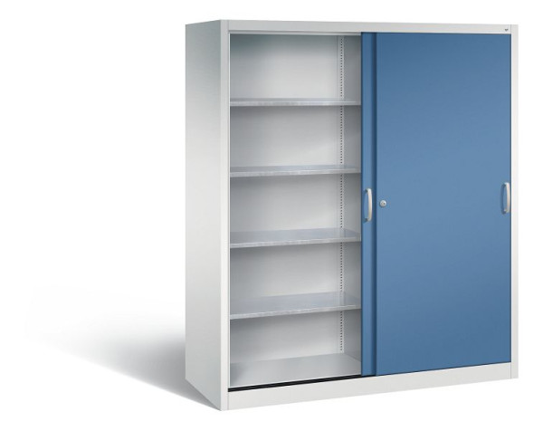 C+P schuifdeurkast Acurado, H1950xB1600xD600mm, kleur: lichtgrijs / verre blauw, beugelgreep, 2169-00 S10129