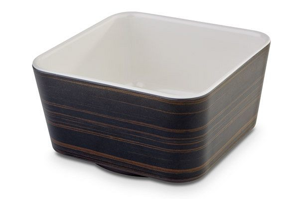 APS schaal -APS PLUS-, 13 x 13 cm, hoogte: 7 cm, melamine, crème, buitenkant houtdecor donker eiken, binnenkant glanzend, buitenkant mat, 15215