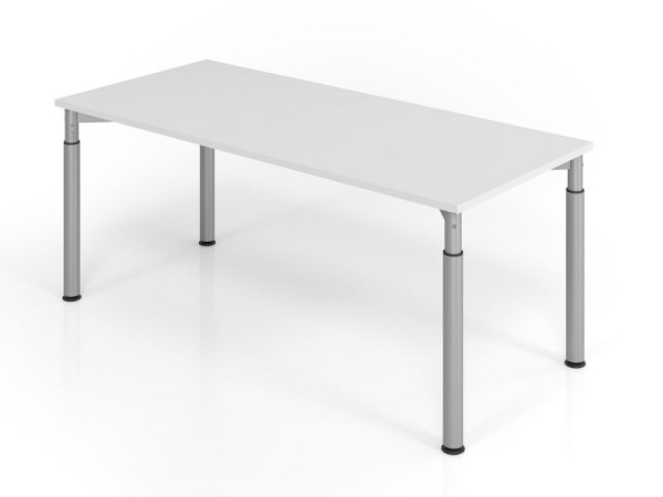 Hammerbacher bureau YS19, 180 x 80 cm, blad: grijs, 25 mm dik, ABS dikke rand, rechthoekige vorm, zilver, VYS19/5/S