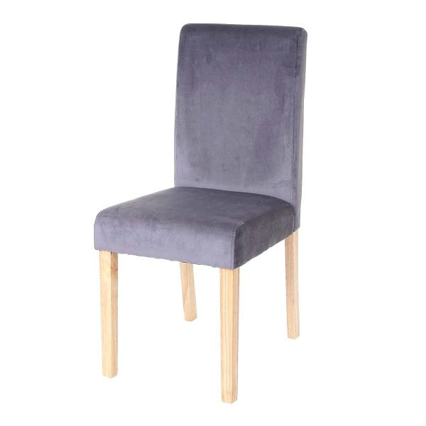 Mendler eetkamerstoel Littau, stoel keukenstoel, velvet, grijs, lichte poten, 74368