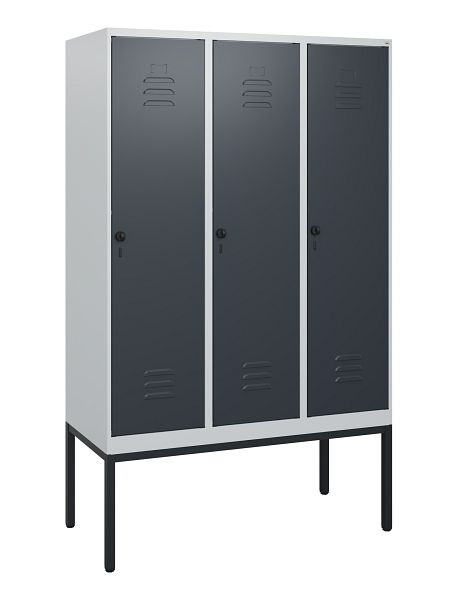 C+P Umkleidespind Classic PLUS, Gestell, 3 Abteile, 1950x1200x500mm, 7035/7016, Drehriegel, 0800305-32 S10008