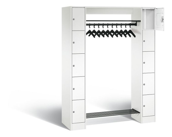 C+P open garderobe serie 8070, H1950xB1430xD480mm, kleur: verkeerswit, 80710-00 S10380