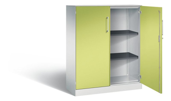 C+P vleugeldeurkast Asisto, H1310xB1000xD435mm, kleur: lichtgrijs / virid groen, beugelgreep, 3 niveaus, 141032-000 S10196