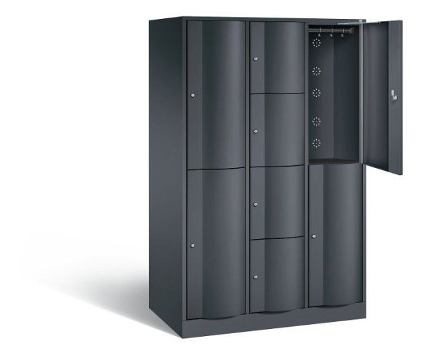 C+P XL combinatie lockerkast Resisto, H1950xB1148xD640mm, kleur: zwart-grijs, 8070-3732 S10012