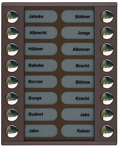 TCS beldrukkeruitbreiding voor audio voordeurstation serie PES/AVE 16 beldrukkers (rechts/links uitgelijnd), AP brons, PET16-EB/04