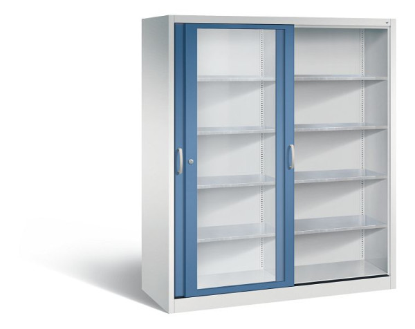 C+P schuifdeurkast Acurado, H1950xB1600xD600mm, kleur: lichtgrijs / verre blauw, beugelgreep, 2169-055 S10024
