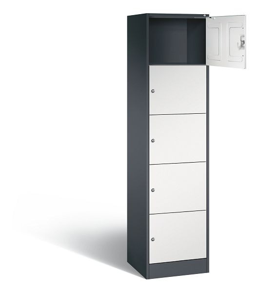 C+P lockerkast serie 8070, H1950xW460xD480mm, kleur: zwartgrijs/lichtgrijs, 82700-10 S10030