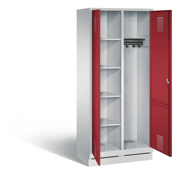 C+P reinigingsmiddelenkast Evolo, H1800xW810xD500mm, kleur: lichtgrijs/robijnrood, 48160-22 S10061