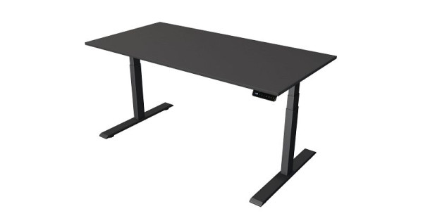 Kerkmann sta-/zittafel B 1600 x D 800 mm, antraciet, elektrisch in hoogte verstelbaar van 630 - 1270 mm, antraciet/antraciet, 10271413