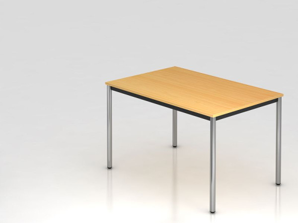 Hammerbacher vergadertafel rond onderstel 120x80 beuken/chroom, rechthoekige vorm, VDR12/6/C