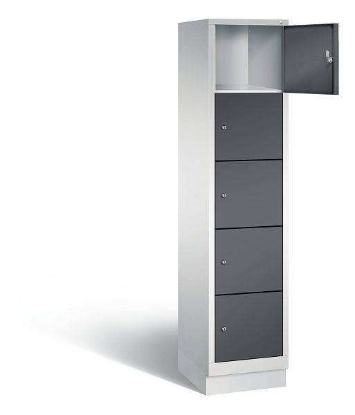 C+P lockerkast Evolo, H1800xB420xD500mm, kleur: lichtgrijs / zwartgrijs, 48020-125 S10073