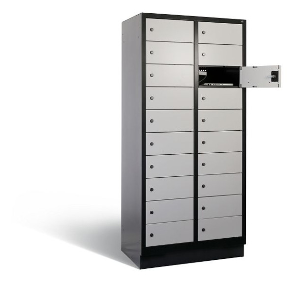 C+P lockerkast Evolo, H1800xW810xD500mm, kleur: zwart grijs/wit aluminium, 48020-2210 S10088