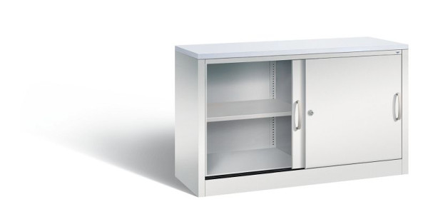 C+P dressoir met schuifdeuren Acurado, H720xB1200xD400mm, kleur: lichtgrijs, beugelgreep, 2 niveaus, 5723-00 S10376