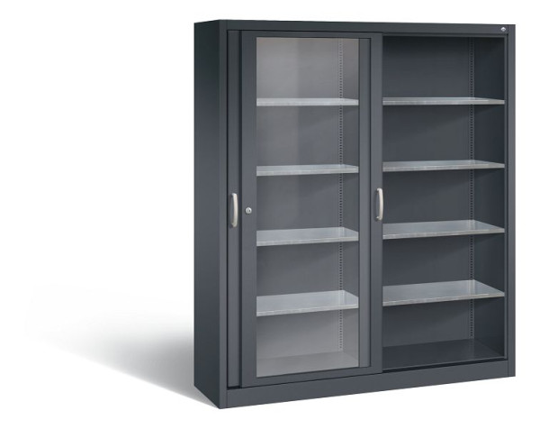C+P schuifdeurkast Acurado, H1950xB1600xD400mm, kleur: zwart-grijs, beugelgreep, 2149-055 S10004
