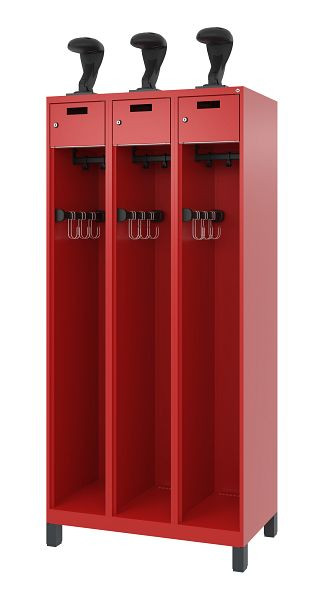 C+P brandweerkast Evolo, model PRAKTUS, 3 compartimenten, H1950B900T500 mm, vuurrood, voeten, 0492015-30 S10008