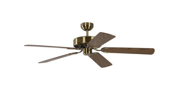 Pepeo Deckenventilator Potkuri Messing antik / Eiche 132 cm mit Zugkette, 1334201232