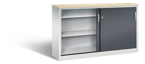 C+P dressoir met schuifdeuren Acurado, H1000xB1600xD400mm, kleur: lichtgrijs/zwartgrijs, beugelgreep, 2146-00 S10188