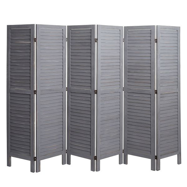 Mendler Paravent HWC-G30, scheidingswand, room divider, shabby look 170x240cm, grijs, 67532