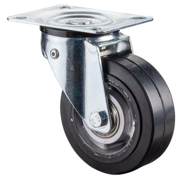 BS Wielen Zwenkwiel, zwarte elastische banden, aluminium velg, kogellagers, met lastafhankelijke richtingvastzet 360°, L300.B80.100