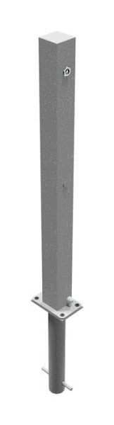 Schake afzetpaal stalen buis 70 x 70 mm opklapbaar, met 8 mm driehoekslot, voor inzetting in beton met grondhuls type 4, 470UNH