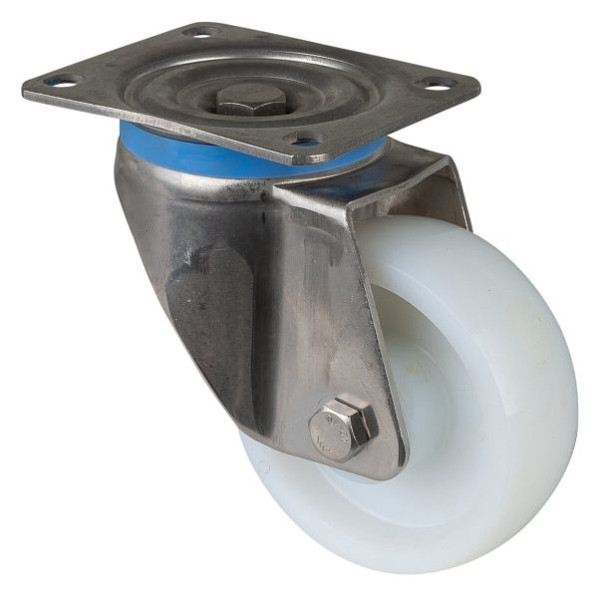 BS rollen RVS zwaarlastrol, breedte 45 mm, Ø125 mm, tot 700 kg, loopvlak/wiellichaam kunststof, RVS rollager, HS100.B14.125