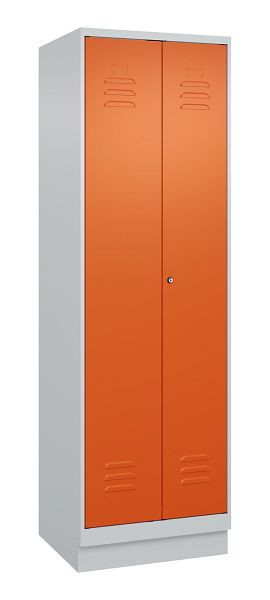 C+P luierkluis Classic PLUS, dubbele locker, onderbouw, 2 compartimenten, 1950x600x500mm, 7035/2004, cilinderslot, 080022-20P S10031